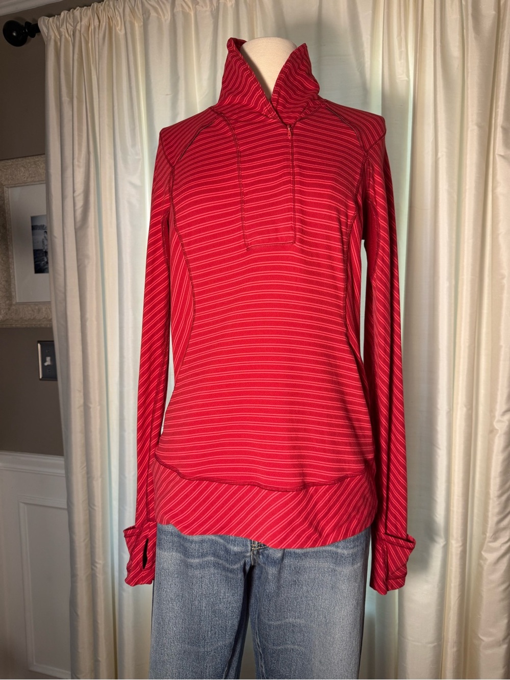 lululemon athletica Think Fast Red Striped Pullover